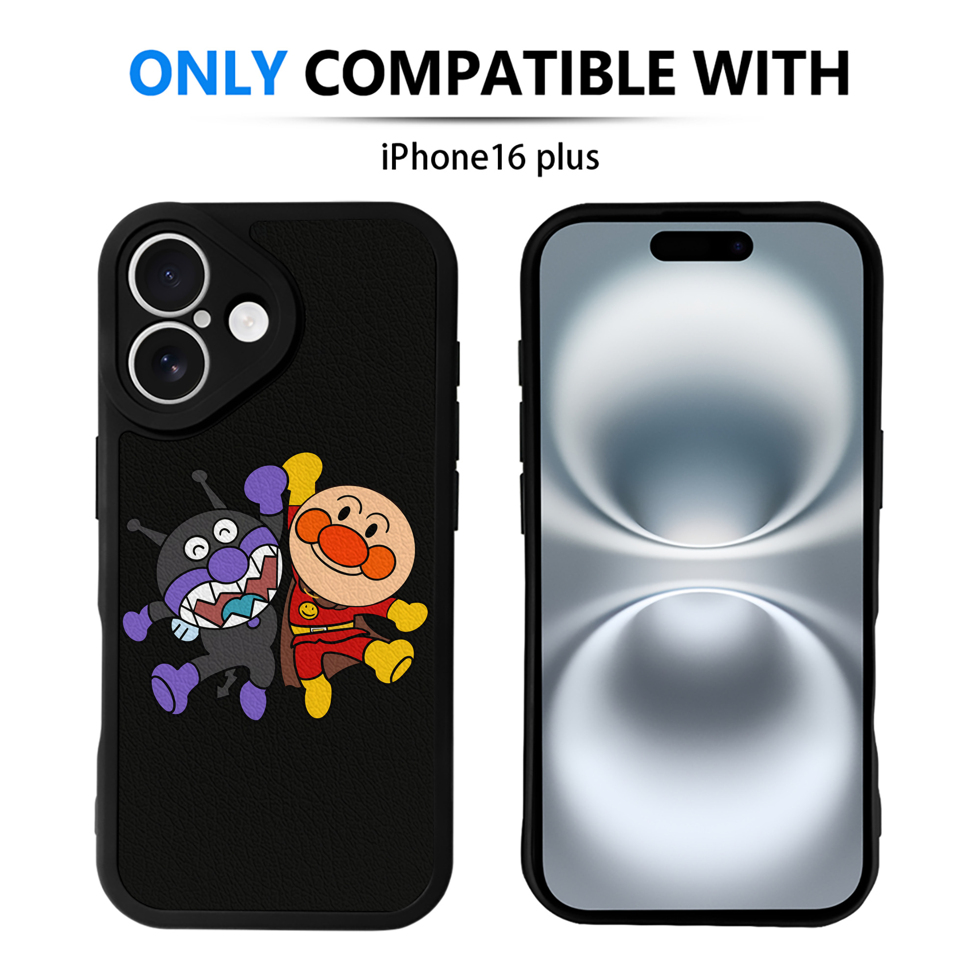 （画像用） アンパンマン Anpanman 【iPhone 16シリーズ対応】シリコンスマホケース（レザー調） 材質：シリコン